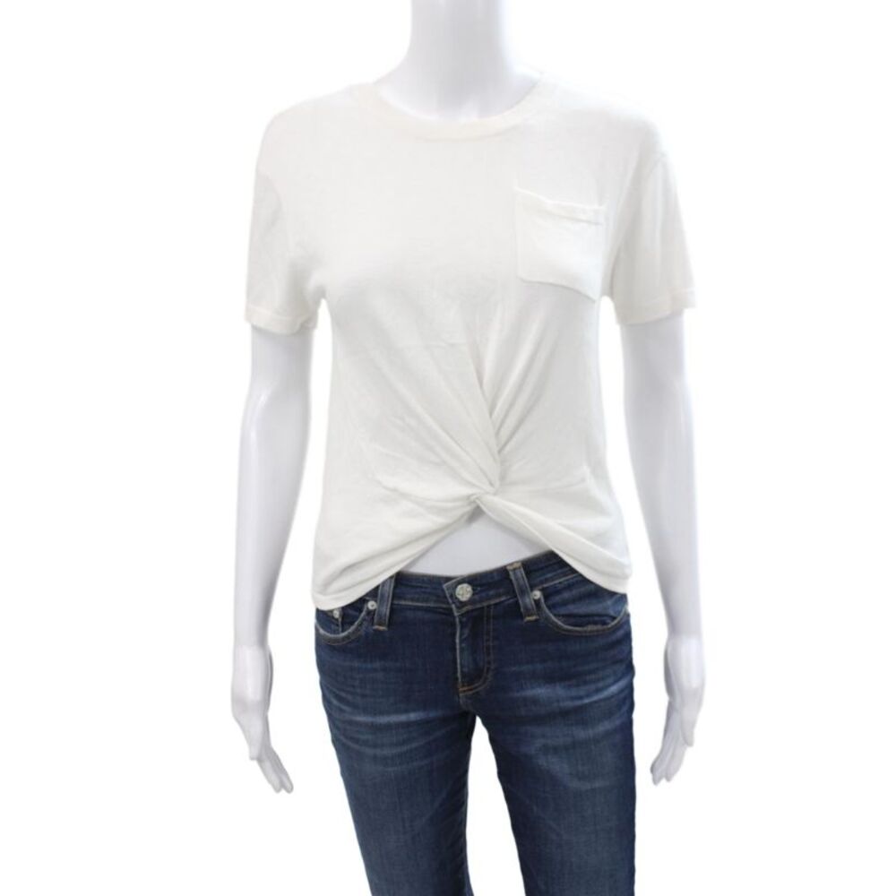 27 Miles Womens Basic T-Shirt White Crew Neck Short Sleeve Size XS
